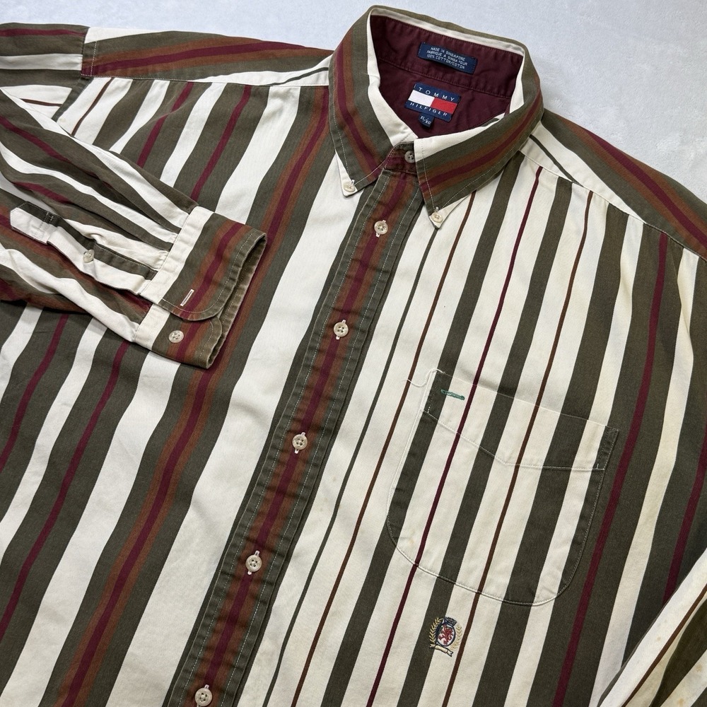 Vintage Tommy Hilfiger Striped‎ Mens XL Button Down Shirt